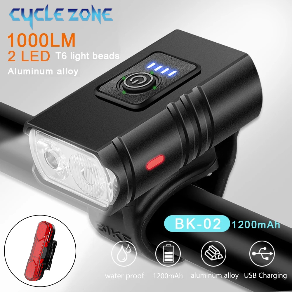 Mountain Biking Zone 2 - 2 LED Bicycle Front Lights 1000LM