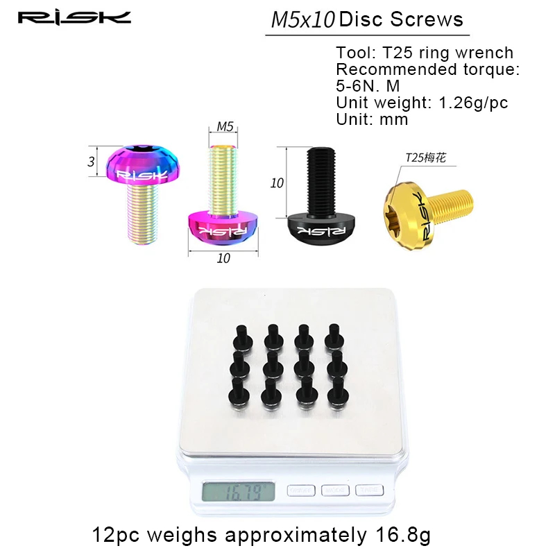 RISK 12pcs M5X10mm Bicycle Dis - đánh giá và giá Mtb Brake Rotor